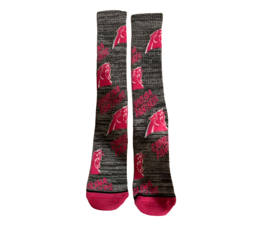 PANTHERS HOT PINK GRAY LONG SOCKS
