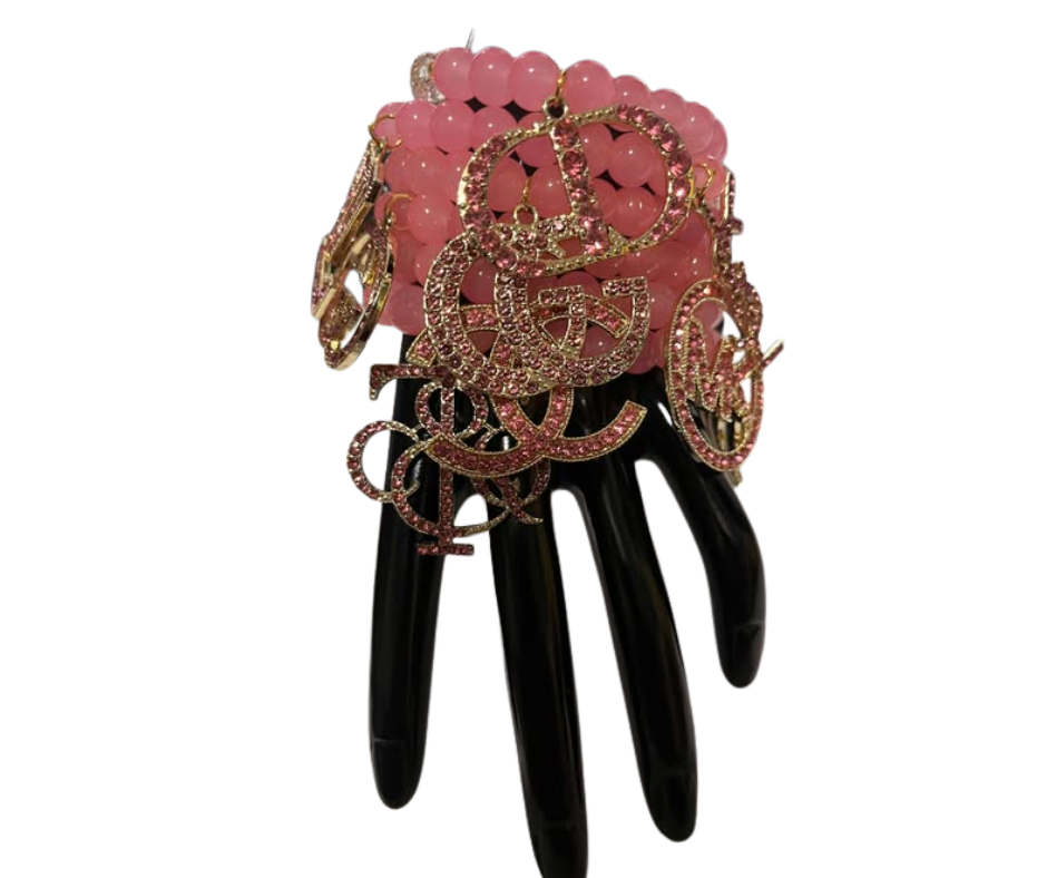 6PC PINK BLING STACK BRACELET