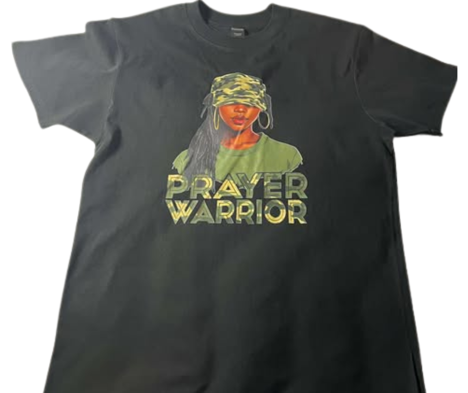 PRAYER WARRIOR CAMO TSHIRT   (ADD ON TO DREE IT UP)