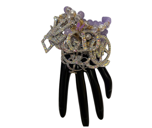 PURPLE STACK BRACELET WITH PURPLE BUTTERFLIES