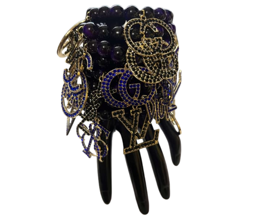 PURPLE & BLACK BLING STACK BRACELET