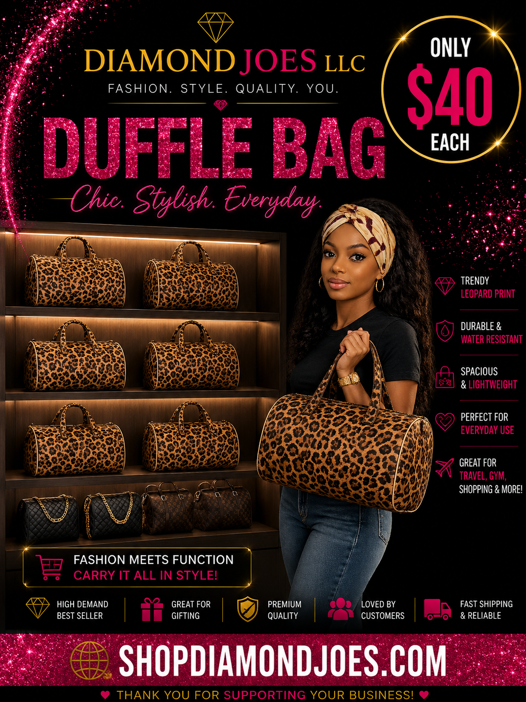Quilted Leopard Travel Bag