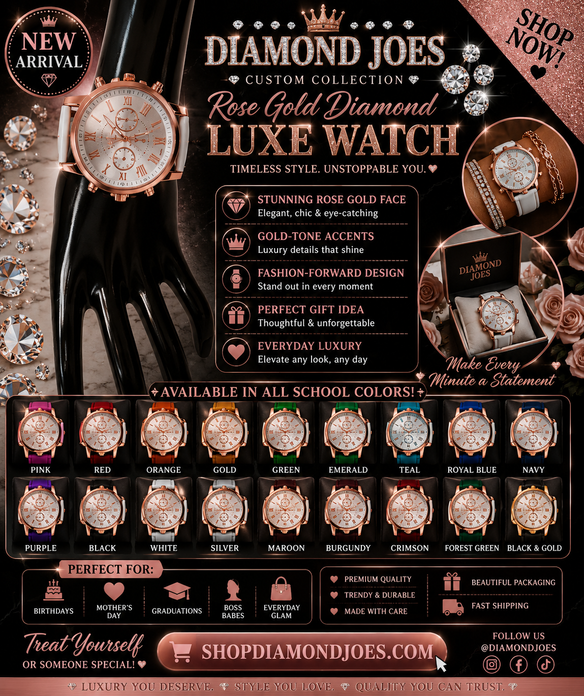 DIAMONDJOES LUXE WATCH COLLECTION     MULTIPLE COLORS