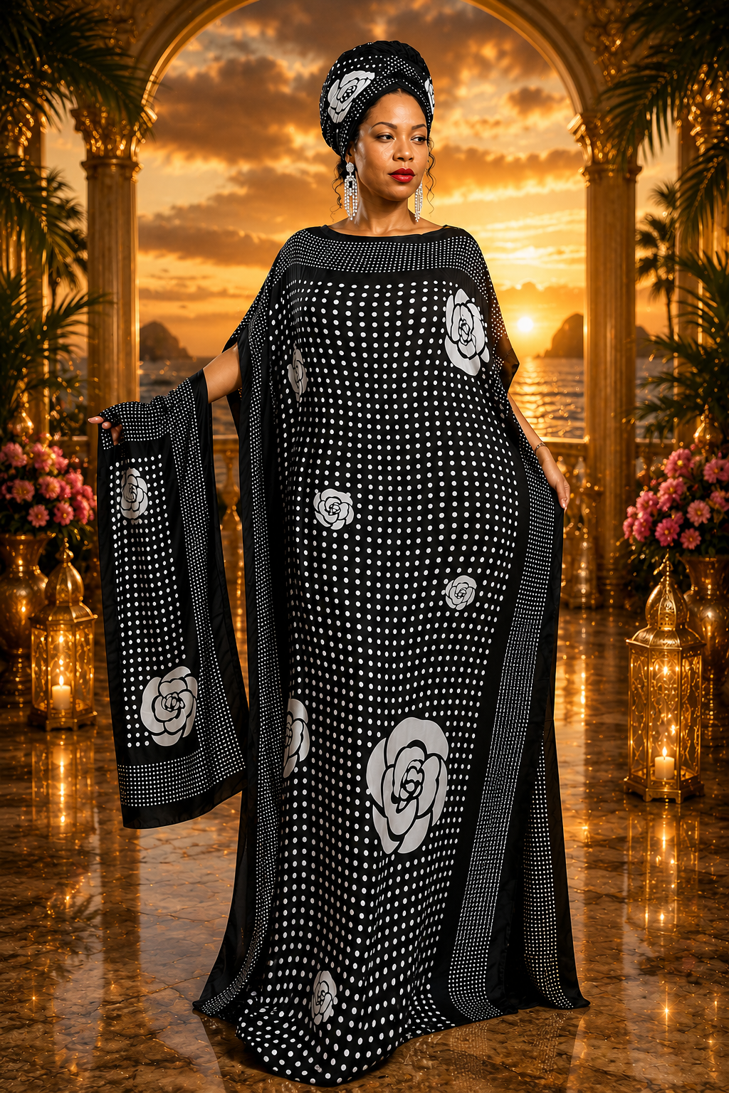 🌹 Midnight Rose Luxury Kaftan