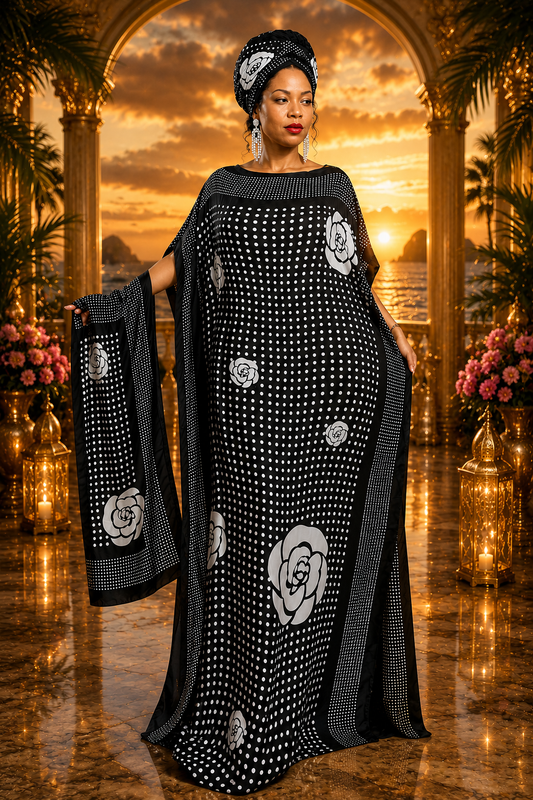 🌹 Midnight Rose Luxury Kaftan