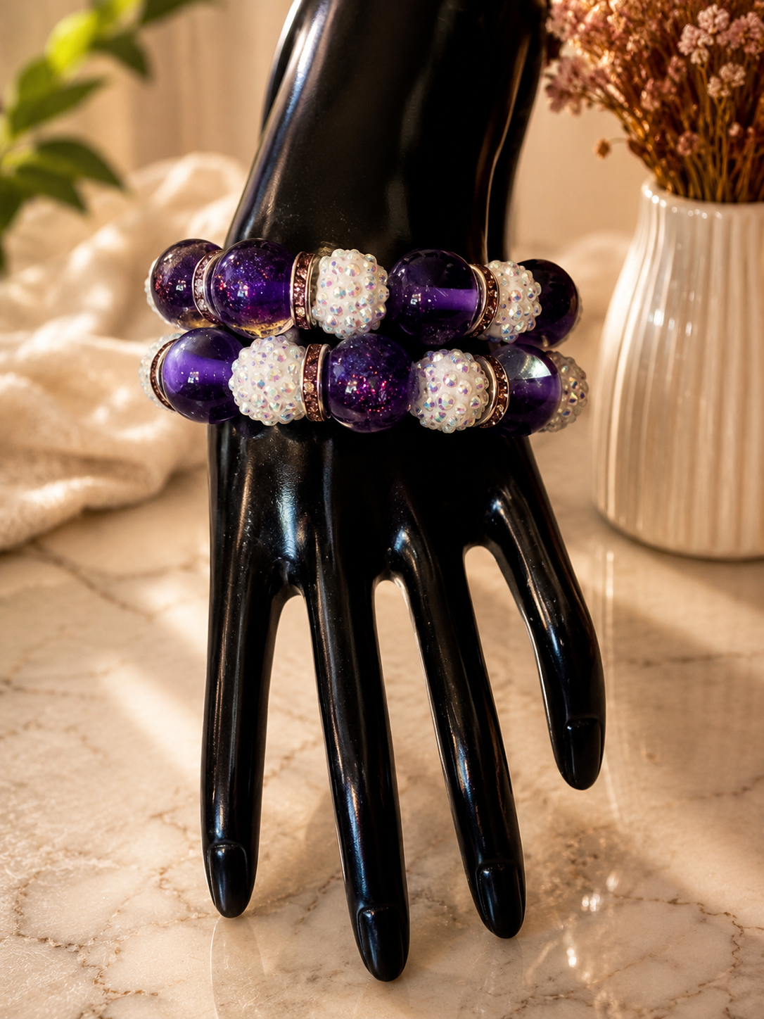 PURPLE BLING 2PC BRACELET SET