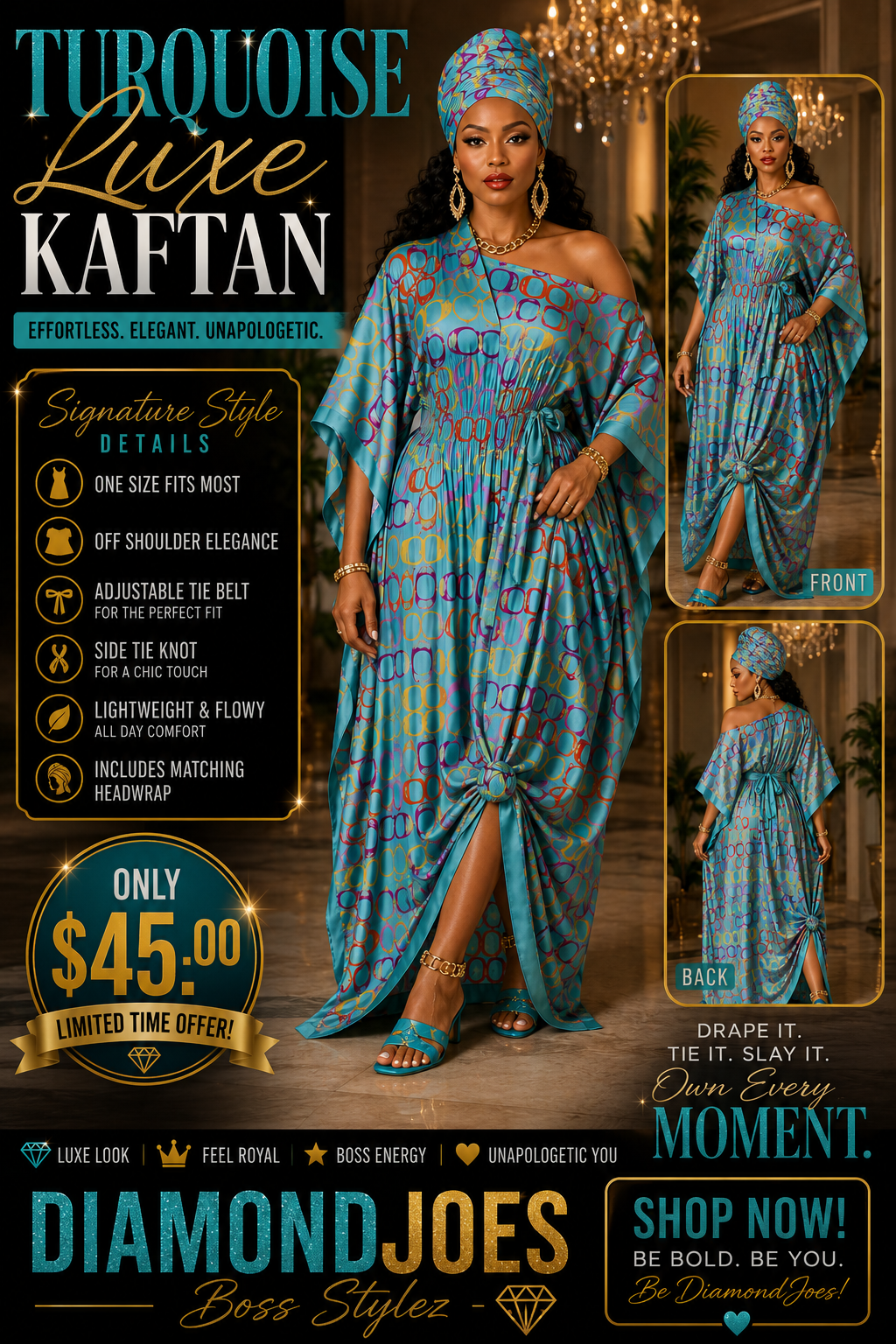 TURQUOISE LUXE KAFTAN SIGNATURE STYLE