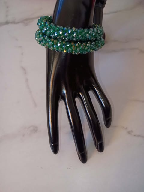 EMERALD GREEN 2PC BLING BRACELET